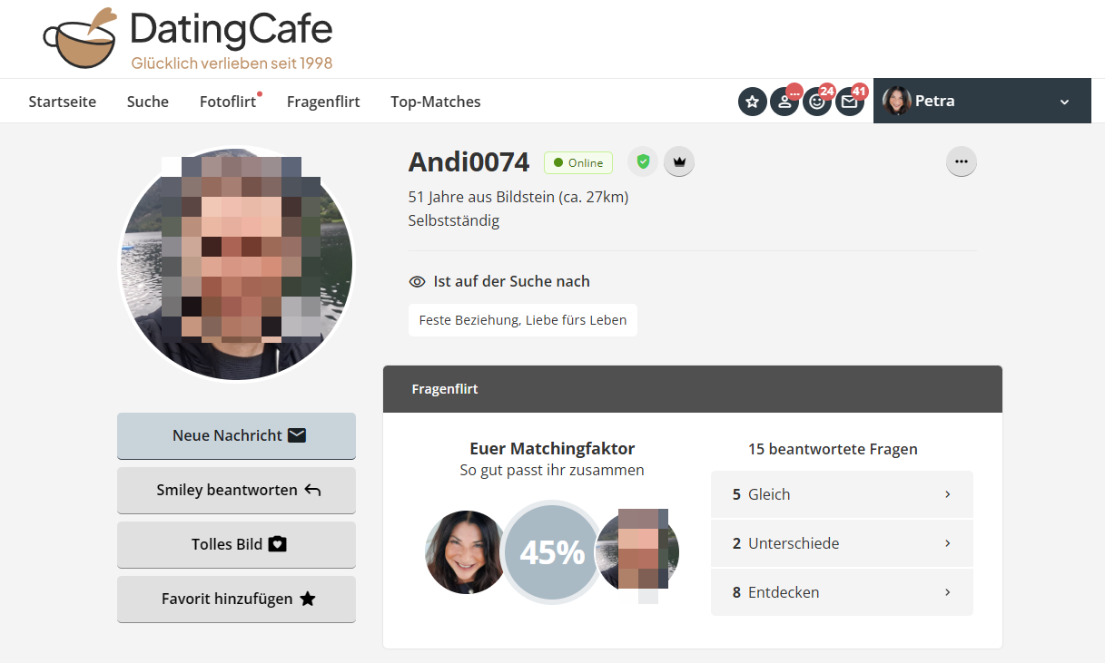 Dating Cafe Partnervorschlag