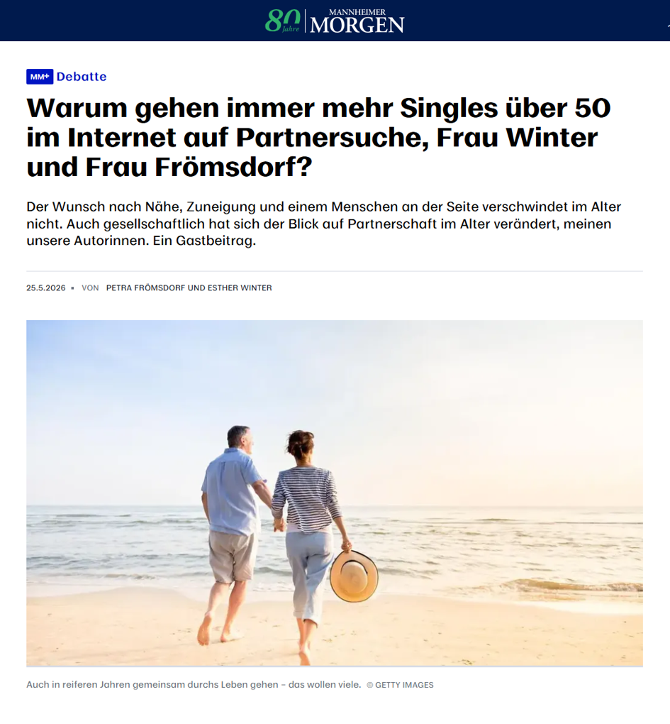 Warum gehen immer mehr Singles &uuml;ber 50 im Internet auf Partnersuche, Frau Winter und Frau Fr&ouml;msdorf?